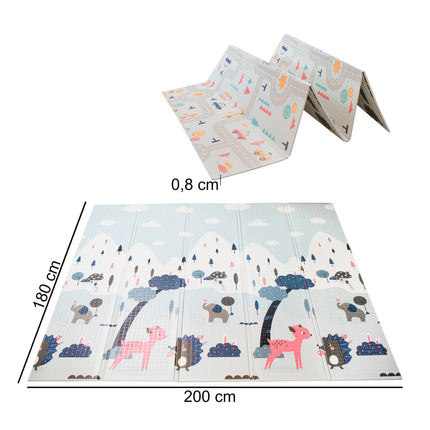 Ikonka Dubbelzijdig Speelkleed / Speelmat van Schuim - Educatieve Mat Kinderen Straat Bos -  Dubbelzijdige Schuimmat - 177x198x0.8cm