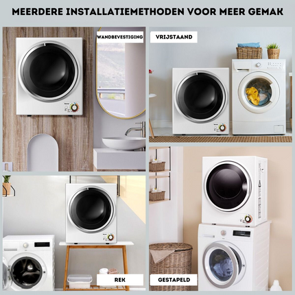 Costway Mini Wasdroger 2.5 Kg capaciteit Wit -  Elektrische Droger - Afvoerluchtdroger - 4 Droogmodi - 42 L 850 W