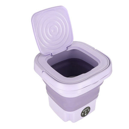 Ikonka Mini Draagbare Kleine Opvouwbare Reiswasser Wasmachine - Kleding & Lingerie - 11L - Paars