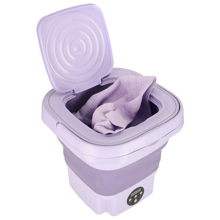Ikonka Mini Draagbare Kleine Opvouwbare Reiswasser Wasmachine - Kleding & Lingerie - 11L - Paars