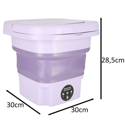 Ikonka Mini Draagbare Kleine Opvouwbare Reiswasser Wasmachine - Kleding & Lingerie - 11L - Paars
