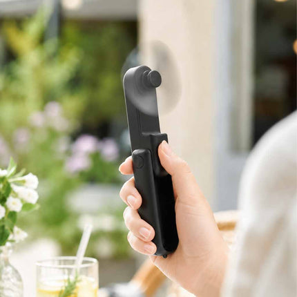 Mini USB Ventilator Opvouwbaar Zwart – Draagbare Handventilator – Oplaadbaar via USB-C – Bureauventilator – Powerbankfunctie
