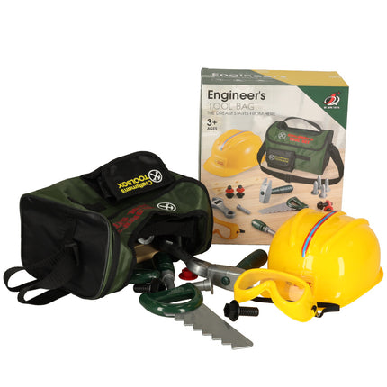 Ikonka Workshop Gereedschap Speelset Voor Kinderen - Helm, Bril, Tool Bag - 23 Accessoires Met Gereedschapstas - Speelgoedgereedschapset