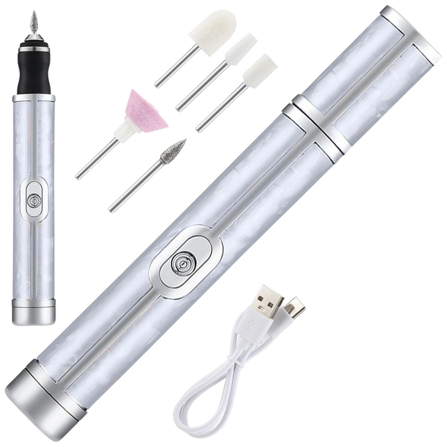 Trendmix Draadloze Elektrische Nagelvijl Nagelfrees Met 5 Bitjes Wit - 4 Bedieningsmodi - Manicure Pedicure Set Elektrisch - Oplaadbaar - USB C Kabel