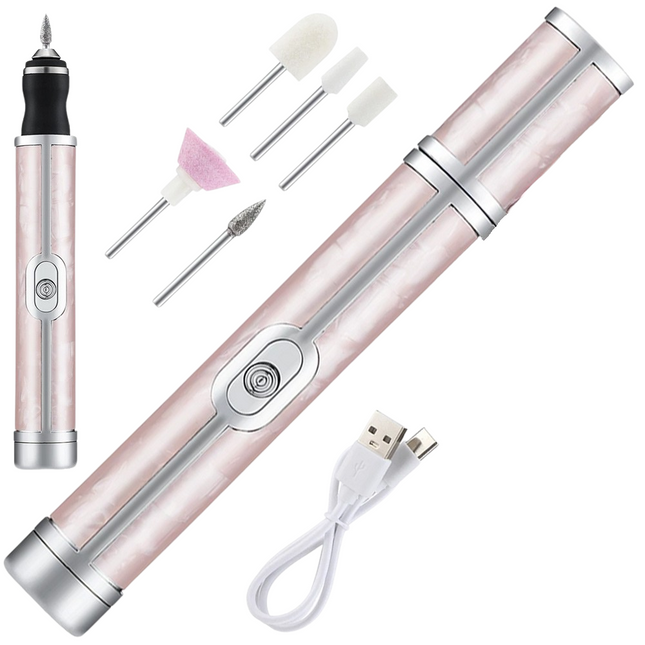 Trendmix Draadloze Elektrische Nagelvijl Nagelfrees Met 5 Bitjes Roze - 4 Bedieningsmodi - Manicure Pedicure Set Elektrisch - Oplaadbaar - USB C Kabel