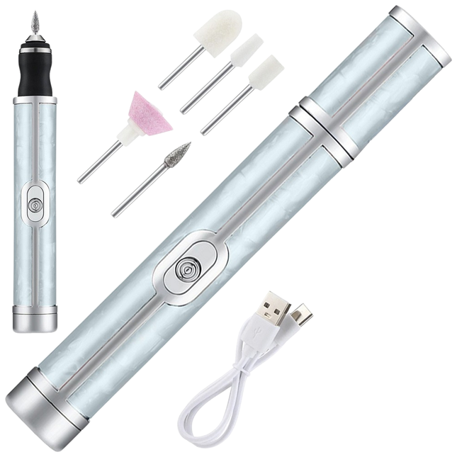 Trendmix Draadloze Elektrische Nagelvijl Nagelfrees Met 5 Bitjes Blauw - 4 Bedieningsmodi - Manicure Pedicure Set Elektrisch - Oplaadbaar - USB C Kabel