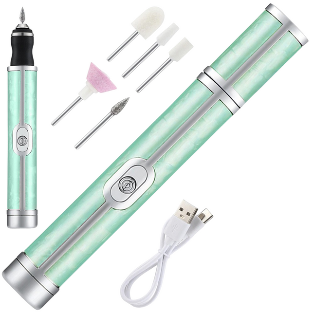 Trendmix Draadloze Elektrische Nagelvijl Nagelfrees Met 5 Bitjes Groen - 4 Bedieningsmodi - Manicure Pedicure Set Elektrisch - Oplaadbaar - USB C Kabel