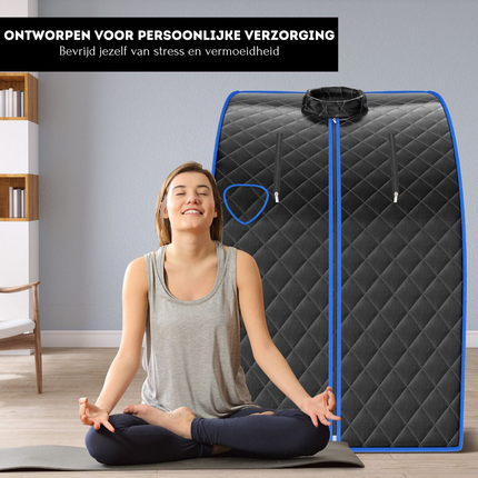 2de kansje Costway Draagbare Stoomsauna met kruidenkistje 3L - Opvouwbare Persoonlijke Therapeutische Sauna - Met Verstuiving Functie - Inclusief stoel en voetmassageroller - 78 x 87 x 101 cm