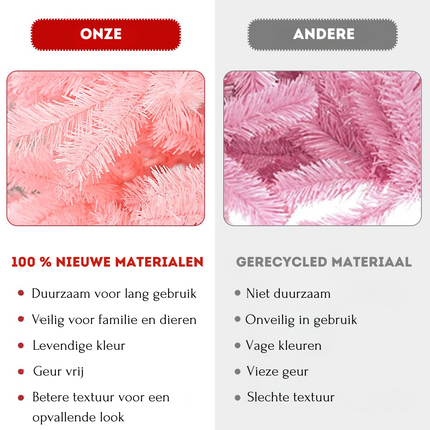 Trendmix Roze Kunstkerstboom Met Standaard 225 cm - Scharnierende Sparren - Volle Boom 1258 Takken - PVC