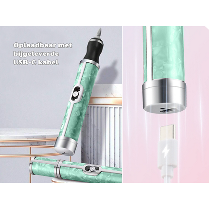 Trendmix Draadloze Elektrische Nagelvijl Nagelfrees Met 5 Bitjes Groen - 4 Bedieningsmodi - Manicure Pedicure Set Elektrisch - Oplaadbaar - USB C Kabel