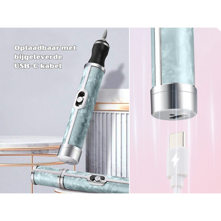 Trendmix Draadloze Elektrische Nagelvijl Nagelfrees Met 5 Bitjes Blauw - 4 Bedieningsmodi - Manicure Pedicure Set Elektrisch - Oplaadbaar - USB C Kabel