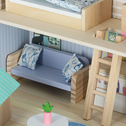 Speelhuis in Koffer met Meubels – Poppenhuis & Dierenhotel – 18-delige Houten Speelset – Vanaf 3 Jaar