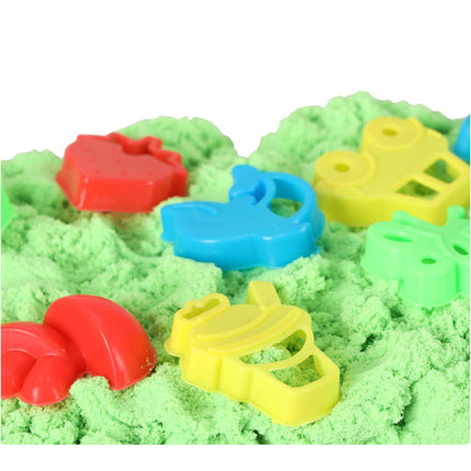 Ikonka Kinetic Speel zand in een Emmer 350 gram Inclusief 8 Mallen - Zand met Mallen Speelzand - Creatief
