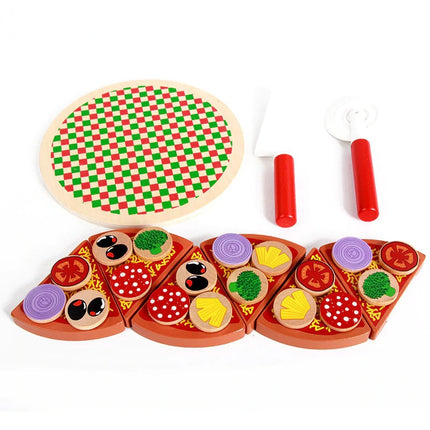 Pizza houten speelset met accessoires - pizza speelgoed - speelgoed eten - speelgoed pannenset