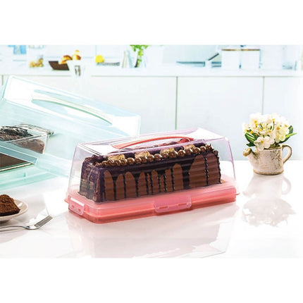 Dunya Lock & Fresh Langwerpige Taartdoos – Taart- en Cake Bewaardoos 36,5 cm – Met Handvat & Vergrendeling – BPA-vrij – Vershouddoos & Taartplateau in Één