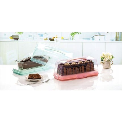 Dunya Lock & Fresh Langwerpige Taartdoos – Taart- en Cake Bewaardoos 36,5 cm – Met Handvat & Vergrendeling – BPA-vrij – Vershouddoos & Taartplateau in Één
