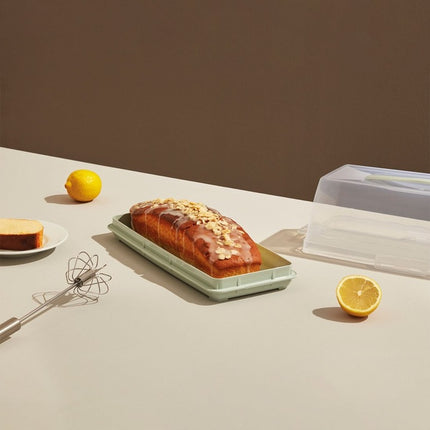 Dunya Lock & Fresh Langwerpige Taartdoos – Taart- en Cake Bewaardoos 36,5 cm – Met Handvat & Vergrendeling – BPA-vrij – Vershouddoos & Taartplateau in Één