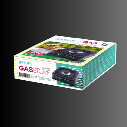 BROCK 1-Pits Gasfornuis – Draagbaar Camping Kooktoestel op LPG – Gietijzeren Branders – Buiten Kookplaat 24x24x6 cm – Zwart