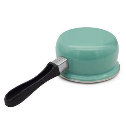 Emaille Steelpan 0,6 Liter – Kleine Sauspan 12 cm met Lang Handvat – Geëmailleerd Staal – Mintgroen