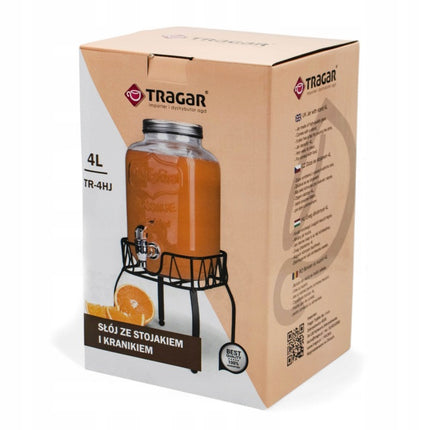 Drankdispenser 4 Liter met Kraantje en Metalen Standaard – Glazen Sapdispenser – Limonadedispenser voor Water, Sap & IJsthee