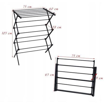 Tragar Opvouwbaar droogrek voor balkon – 10 m² – Zwart – Staal – Compact & weerbestendig