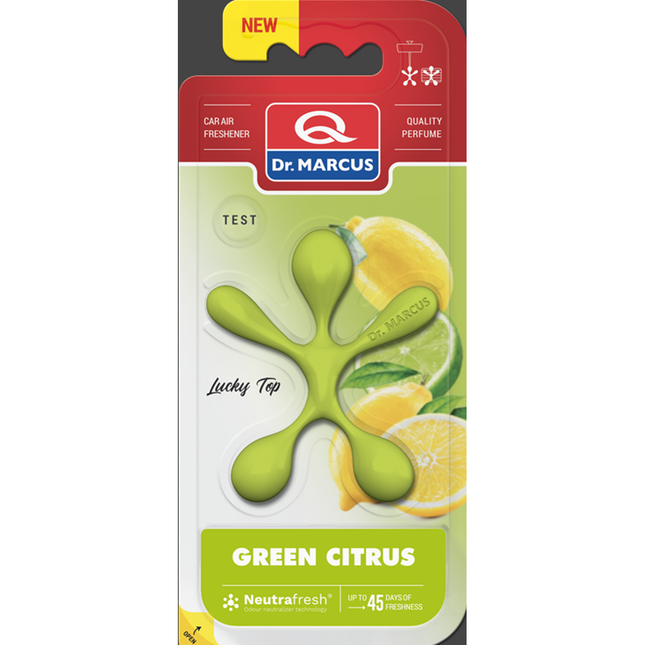 Dr. Marcus Lucky Top Green Citrus Luchtverfrisser - Neutrafresh Technologie - Langdurige Geurverspreiding - Autogeurtje