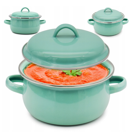 Emaille Steelpan 0,95 Liter – Geëmailleerde Sauspan 14 cm met Handvat – Kleine Kookpan
