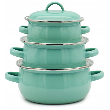 Emaille Kookpan met Deksel 1,3 Liter – Kleine Pan 16 cm – Geëmailleerd Staal – Mintgroen