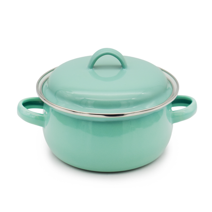 Emaille Steelpan 0,95 Liter – Geëmailleerde Sauspan 14 cm met Handvat – Kleine Kookpan