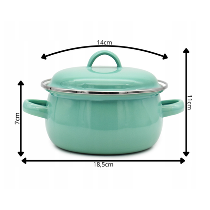 Emaille Steelpan 0,95 Liter – Geëmailleerde Sauspan 14 cm met Handvat – Kleine Kookpan