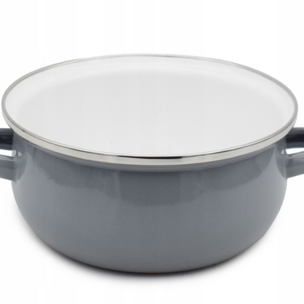 Emaille Kookpan met Deksel 0,95 Liter – Emaille Pan 14 cm – Grijs