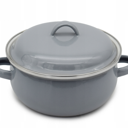 Emaille Kookpan met Deksel 0,95 Liter – Emaille Pan 14 cm – Grijs