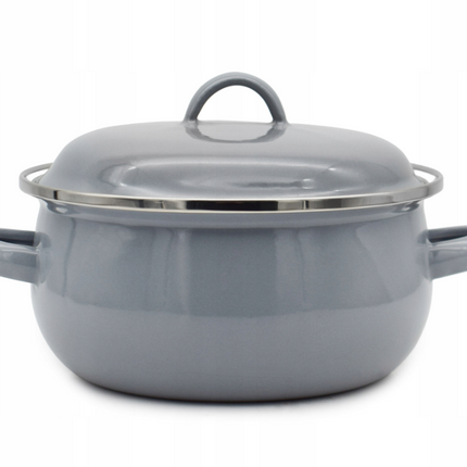 Emaille Kookpan met Deksel 0,95 Liter – Emaille Pan 14 cm – Grijs