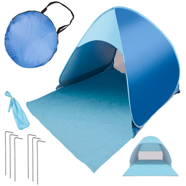 Pop-up Strandtent met UV 50 Bescherming – Zelfopzettende Strandtent – Waterafstotend – Inclusief Draagtas en Haringen