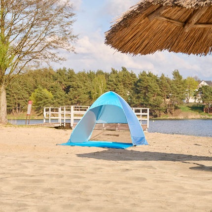 Pop-up Strandtent met UV 50 Bescherming – Zelfopzettende Strandtent – Waterafstotend – Inclusief Draagtas en Haringen