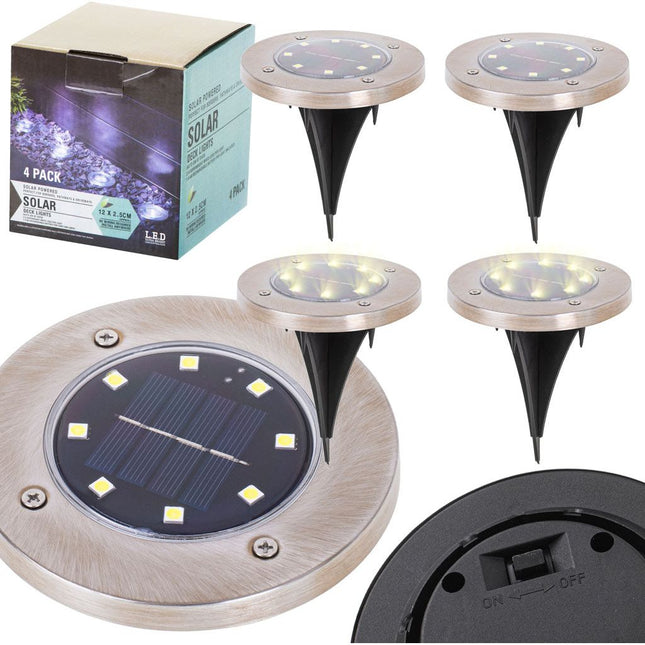 Solar Prikspots Tuinverlichting - Grondverlichting Tuinspots - Schemersensor Warm Wit - Oplaadbare Batterijen - 4 stuks
