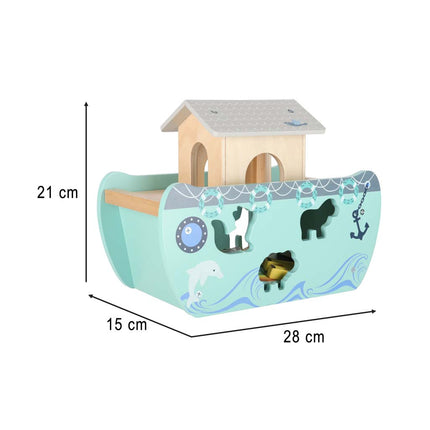 LULILO Houten Ark van Noach Sorteerboot – Montessori Educatief Speelgoed – 20-delige Dierenset – Vormensorteerder vanaf 1 Jaar