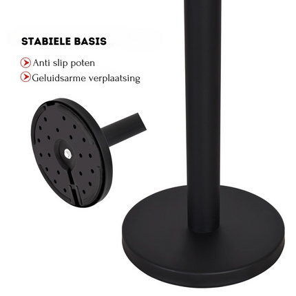 Trendmix Set Van 4 Afzetpalen Met 2 Intrekbare Banden RVS Zwart - Wachtrij Controle Barrière 200cm 90 cm Hoogte