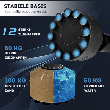 Trendmix Vrijstaande Bokszak Met Vulbare Standaard Zwart  - Zware Bokszak Voor Thuis - Bokszak Met Zuignap Basis -  Inclusief Handschoenen - 50 cm x 50 cm x 175 cm