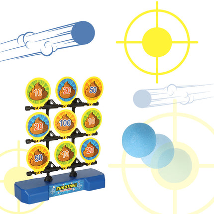 Doelschieten Arcadespel Inclusief Geweer en 12 Ballen - Schietschijf met 9 Doelen - Rood/Blauw