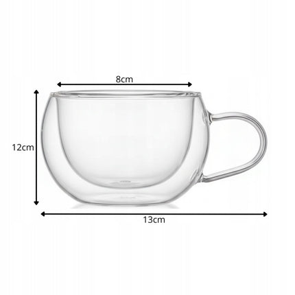 Dubbelwandig Koffieglas met Oor 250 ml – Thermoglas van Borosilicaatglas – Voor Koffie, Thee en Warme Dranken