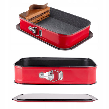 Altom design rechthoekige springvorm met opstaande rand 34 x 24 x 8 cm rood