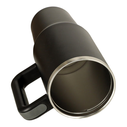 Thermosbeker 1200 ml met Rietje en Handgreep – Dubbelwandige RVS Drinkbeker – Lekvrij – Zwart