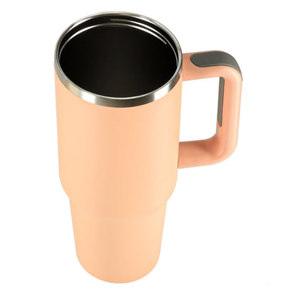 Thermosbeker 1200 ml met Rietje en Handgreep – Dubbelwandige RVS Drinkbeker – Lekvrij – Zalmroze
