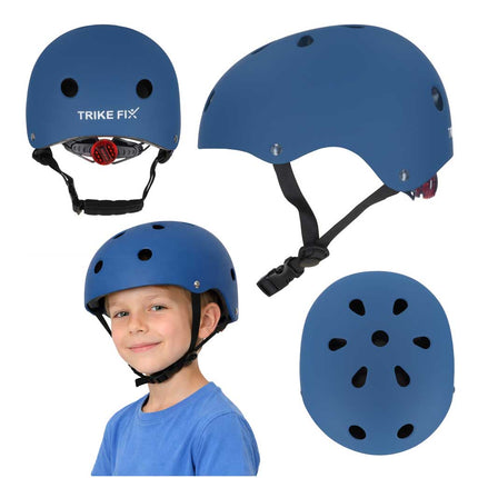 Kinderhelm maat S 48-54 cm – Fietshelm, Step Helm & Skatehelm voor Kinderen – LED Achterlicht – Donkerblauw