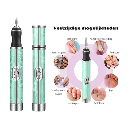 Trendmix Draadloze Elektrische Nagelvijl Nagelfrees Met 5 Bitjes Groen - 4 Bedieningsmodi - Manicure Pedicure Set Elektrisch - Oplaadbaar - USB C Kabel