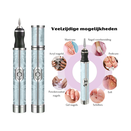 Trendmix Draadloze Elektrische Nagelvijl Nagelfrees Met 5 Bitjes Blauw - 4 Bedieningsmodi - Manicure Pedicure Set Elektrisch - Oplaadbaar - USB C Kabel