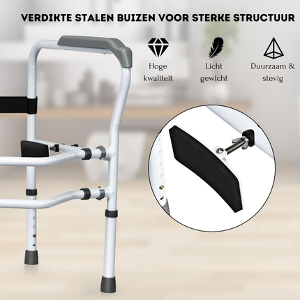 Trendmix Universeel Toiletframe Opstahulp - Toiletstoel - Verstelbare WC-steunhulp Met Antislip Handgreep – 48 x 65 x 84 cm