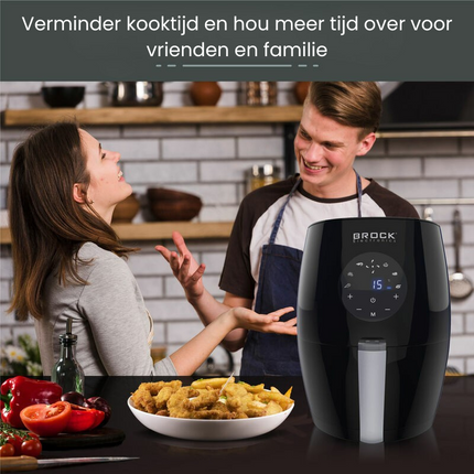 Brock Electronics Digitale Airfryer 3.5 Liter 1200W PFAS Vrij - Heteluchtfriteuse - Zwart - 6 Automatische Programma's
