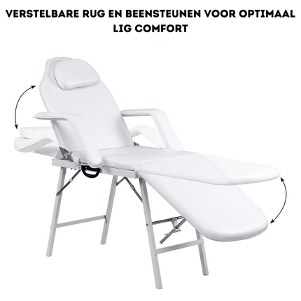 2de kansje Costway Opvouwbare Cosmetische Behandelstoel 225 kg Draagvermogen Wit - Massagestoel Inclusief Draagtas - 182 x 77,5 x 68 cm